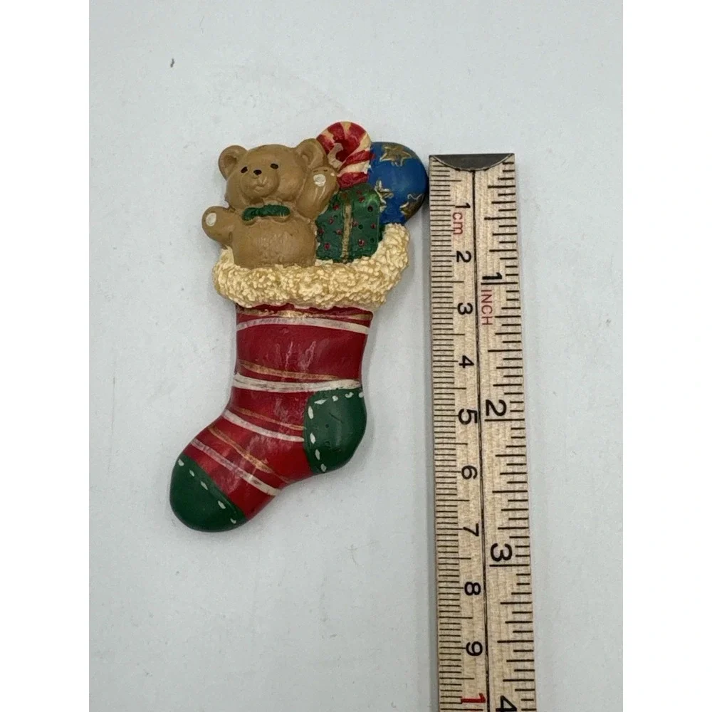Christmas Pin Full Stockings Toys Teddy Bear